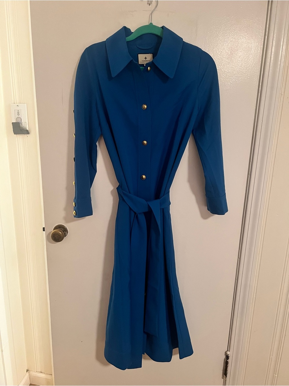 Tuckernuck Royal Blue Midi Shirt Dress with Gold Buttons - Picture 7 of 11